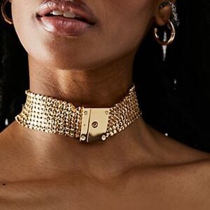 Free People Gold Mesh Choker Necklace
